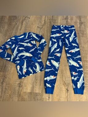 Hanna andersson boys 10 140 Kids Shark  Long Sleeve pajamas set organic cotton